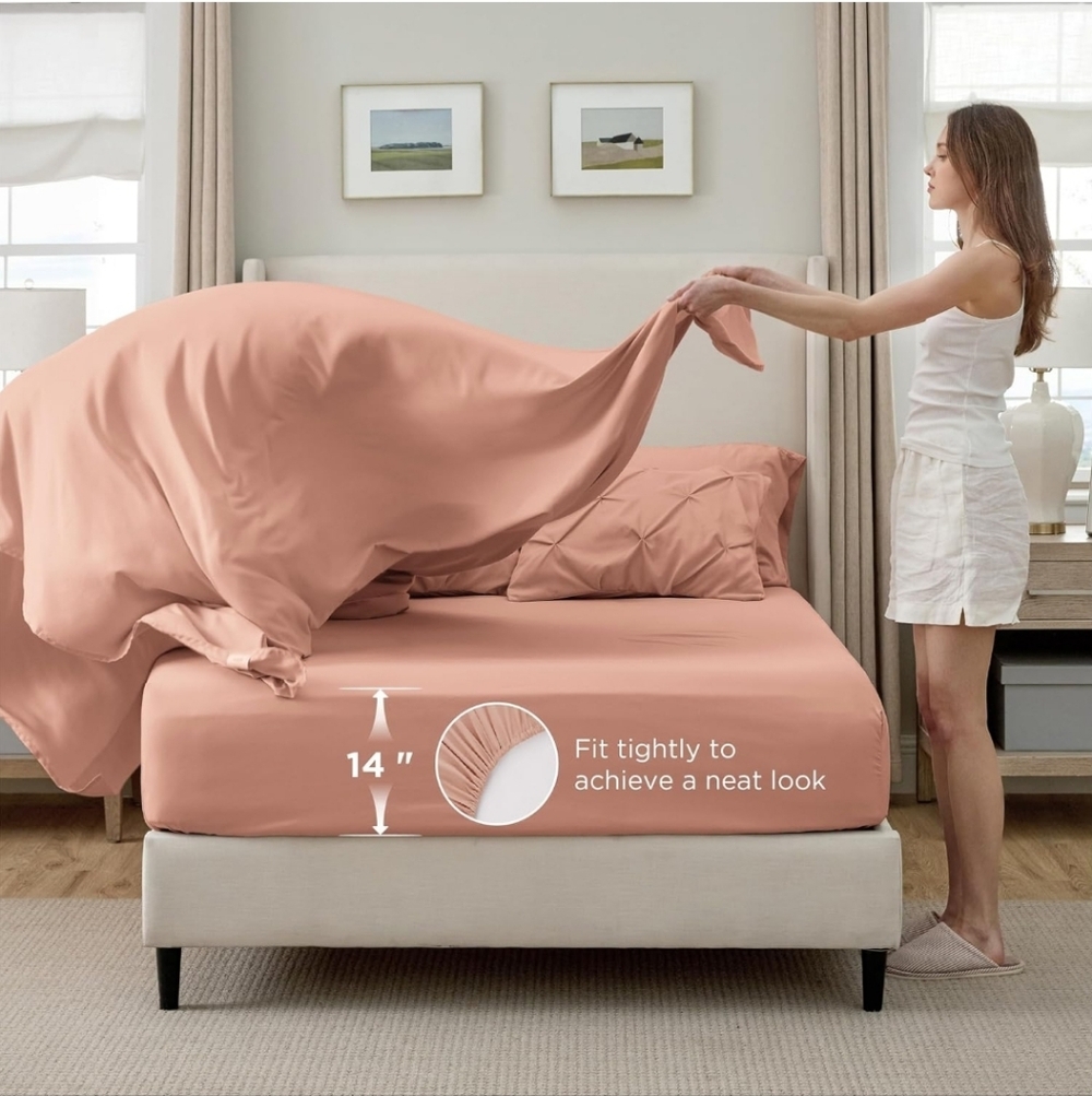 Bedsure King Size Comforter Set Dusty Pink - Bed in a Bag Bedding Set 7 Pieces - Picture 6 of 13